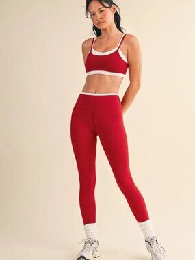 NWT Posie Style Cherry Red Bra & Leggings Activewear Set YPS60080 XL MSRP $100